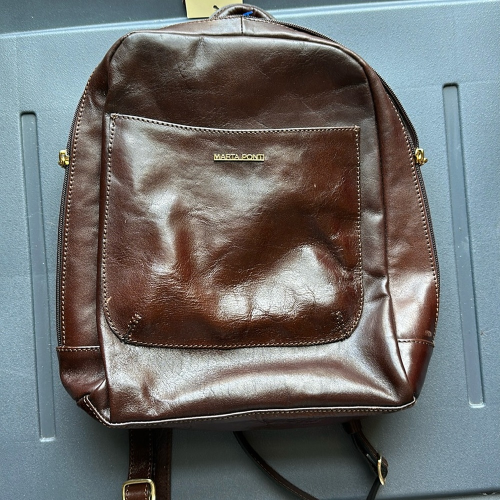 🤎 Marta Ponti Alix Genuine Leather Backpack Brown NWT